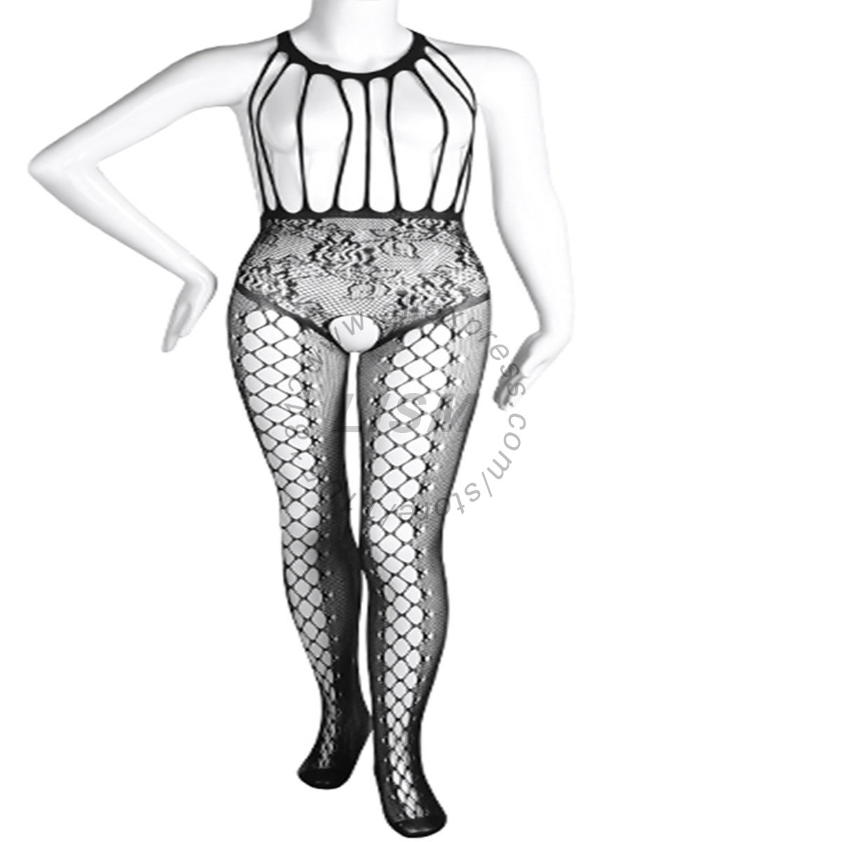 Bodystocking Fishnet - LISM Bodystocking Seksi Model Halter dengan